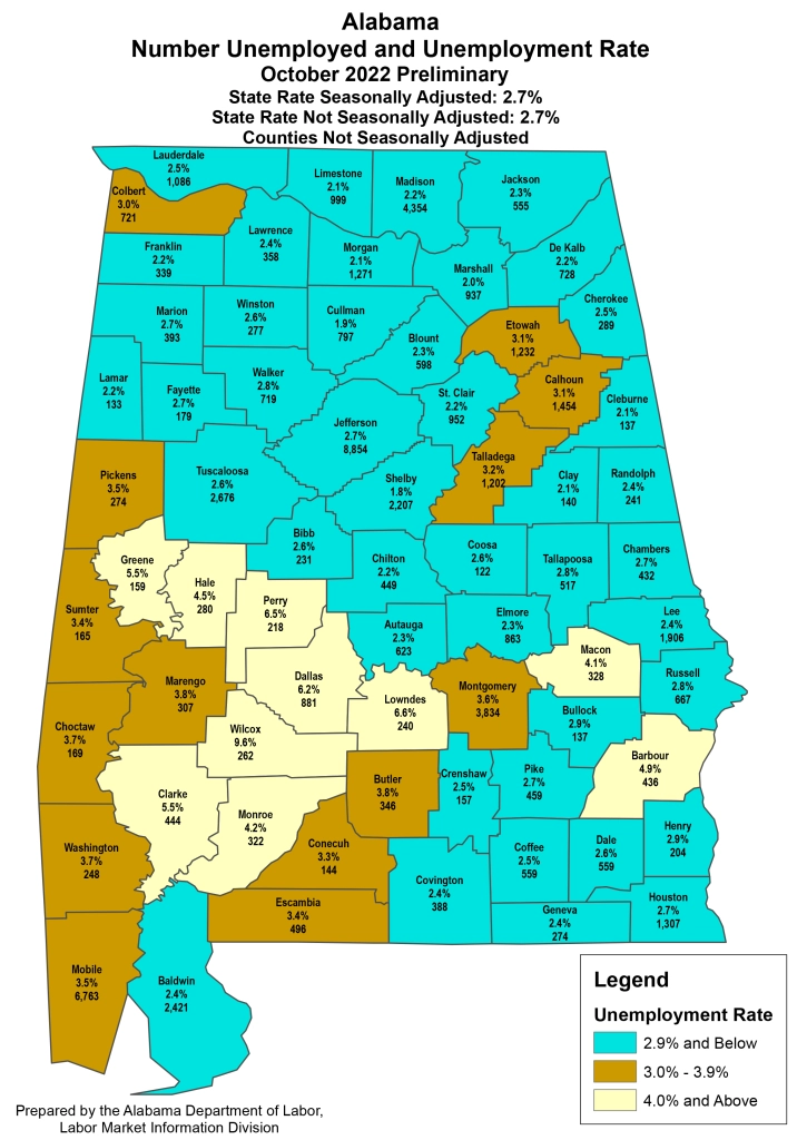 The October decrease in unemployment in Covington County was slight
