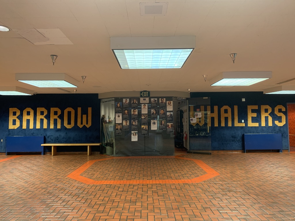 an indoor building says 