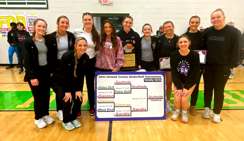 Southside’s girls won the Etowah County tournament for the second year in a row and second time in program history, beating Sards 42-22 on Saturday at Hokes Bluff. (Submitted photo)